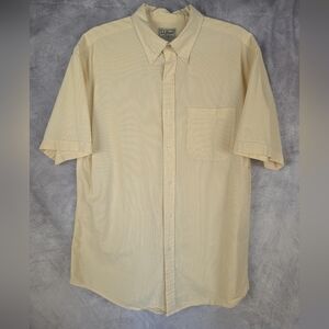 L.L. Bean Men's Medium Regular Button Down Shirt Yellow/White Vertical Stripes